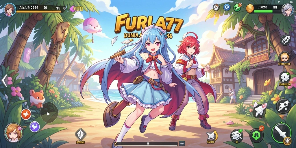 Tampilan gameplay menakjubkan dari FURLA77 dengan karakter anime.