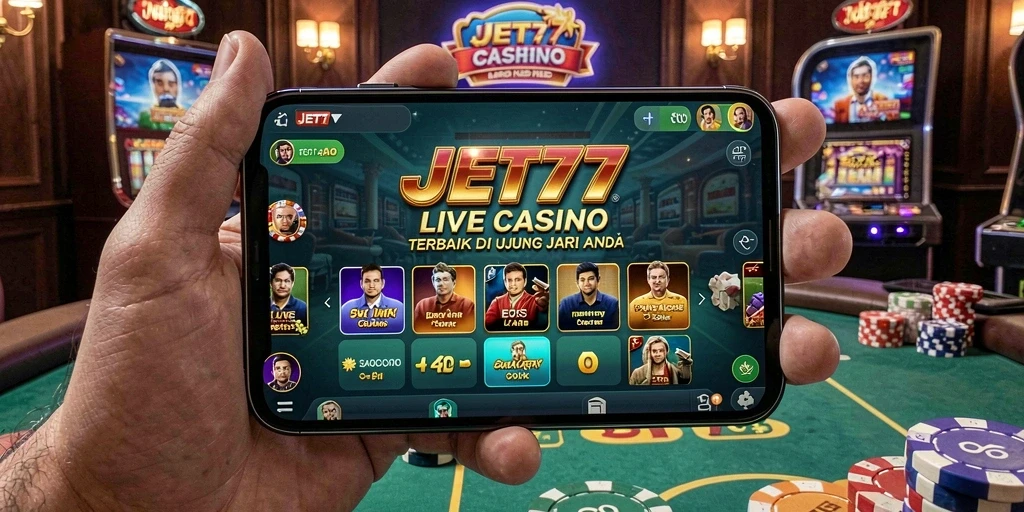 Tampilan permainan Live Casino JET77 yang menarik dan interaktif.