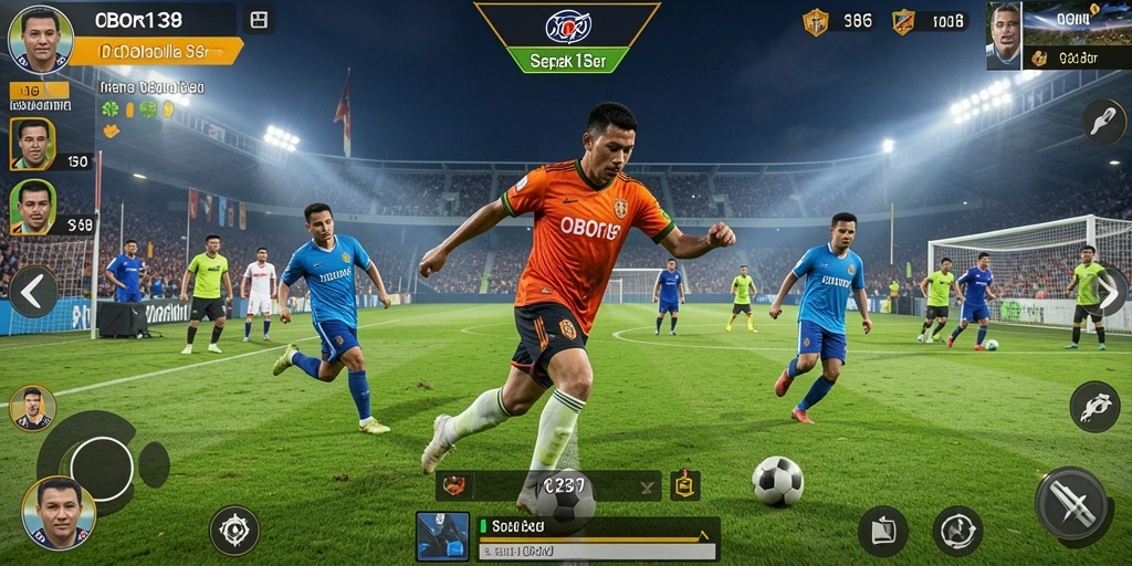 Gambar menunjukkan pertandingan sepak bola yang intens dalam OBOR138.