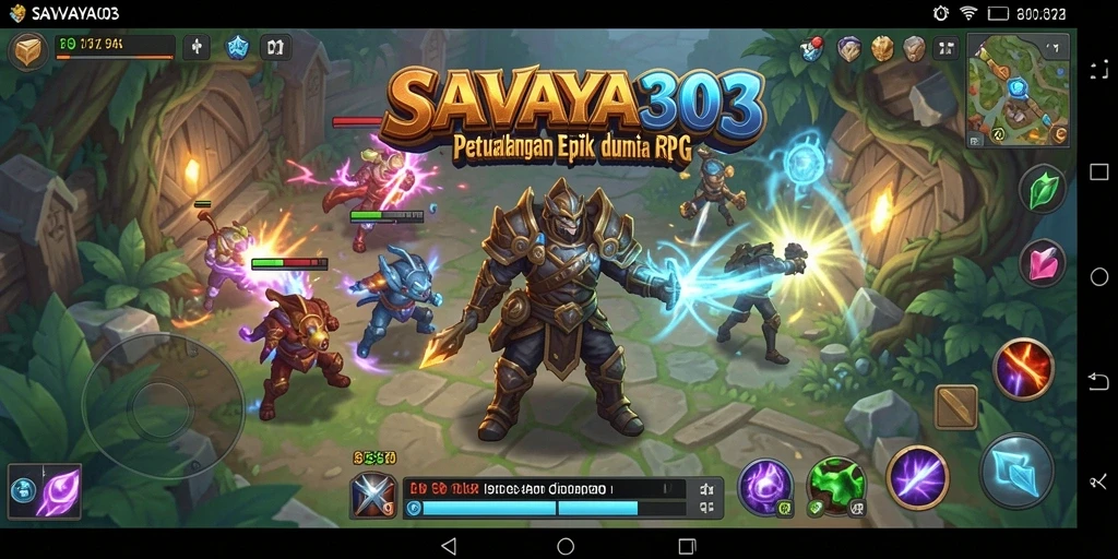Tampilan gameplay RPG epik dengan karakter dan monster yang mengesankan.