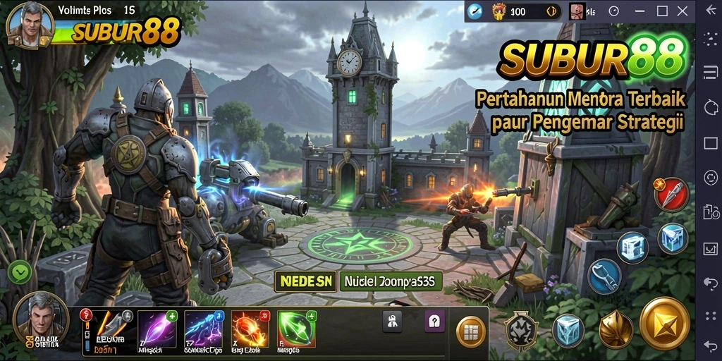 Screenshot utama SUBUR88 menampilkan intensitas gameplay Tower Defense.